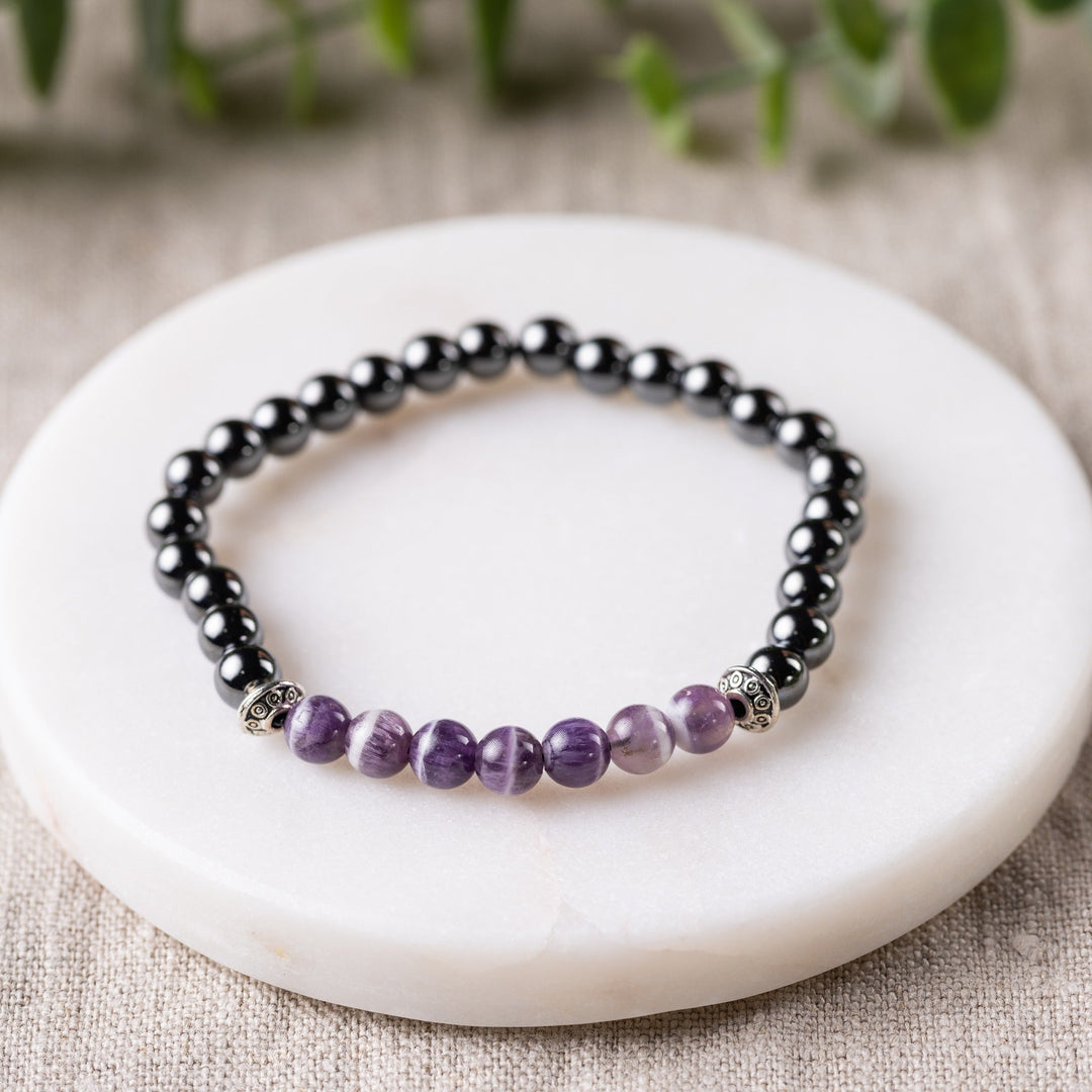 Adults | Amethyst + High Power Magnetic Hematite Bracelet - R.B. Amber Jewelry