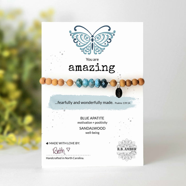Blue Apatite | "You are Amazing" Gemstone Bracelet - R.B. Amber Jewelry