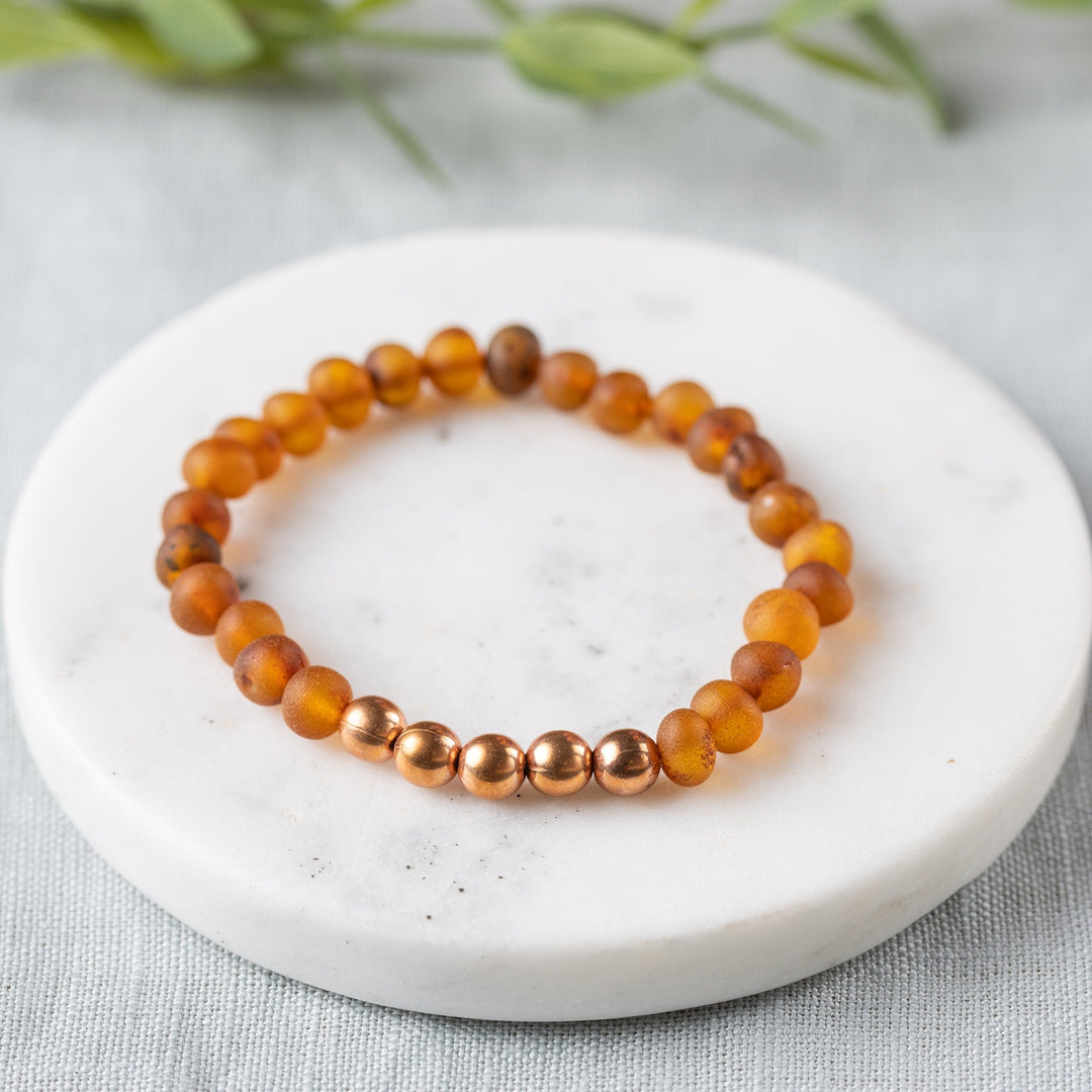 Adults | Pure Copper + Raw Cognac Amber Bracelet - R.B. Amber Jewelry