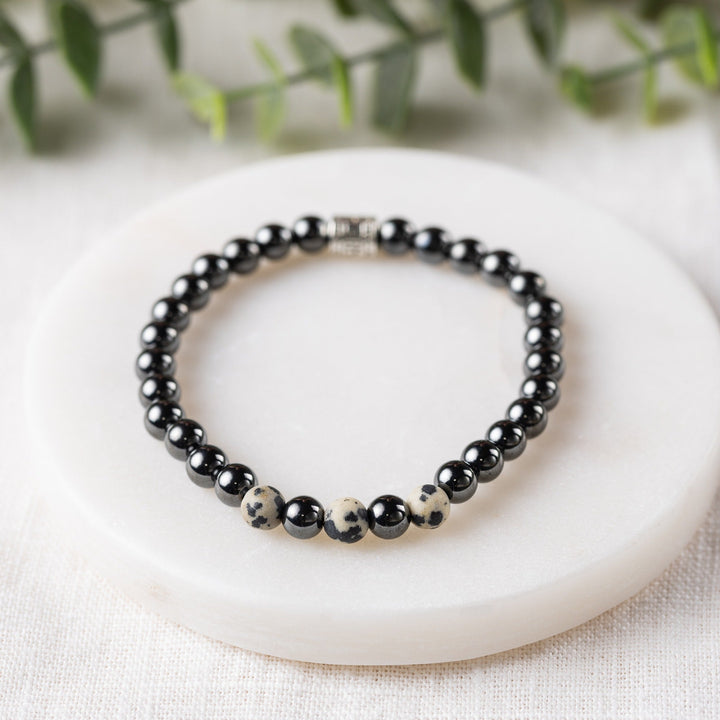 Adults | Dalmatian Jasper + High Power Magnetic Hematite Bracelet - R.B. Amber Jewelry