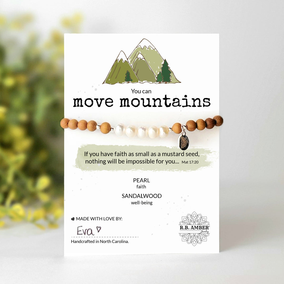 Freshwater Pearl | "You Can Move Mountains" Gemstone Bracelet - R.B. Amber Jewelry