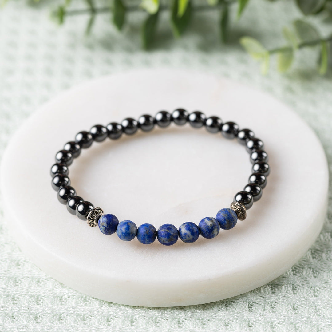 Adults | Lapis Lazuli + High Power Magnetic Hematite Bracelet - R.B. Amber Jewelry