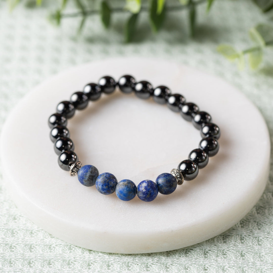 Adults | Lapis Lazuli + High Power Magnetic Hematite Bracelet - R.B. Amber Jewelry