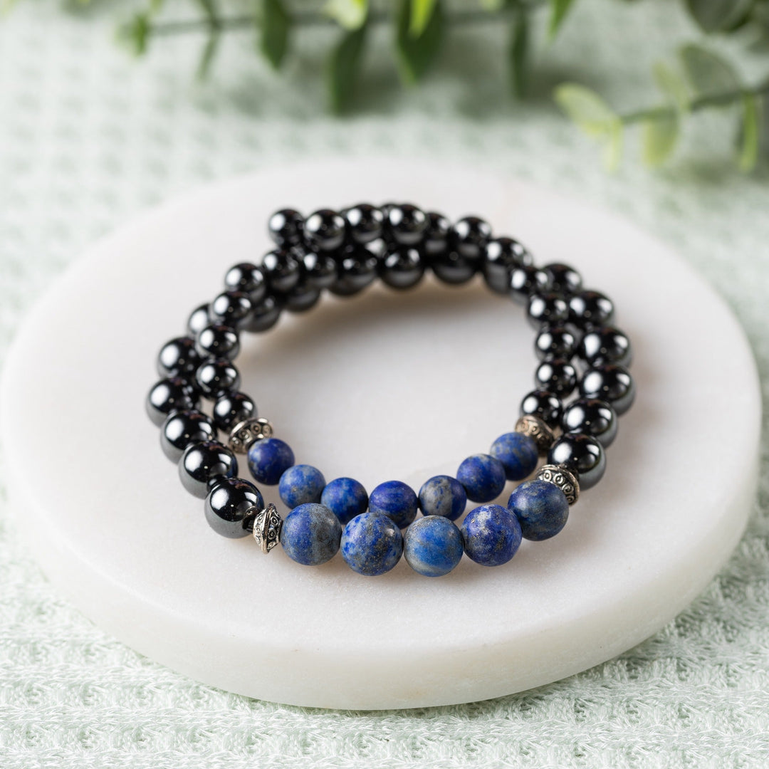 Adults | Lapis Lazuli + High Power Magnetic Hematite Bracelet - R.B. Amber Jewelry