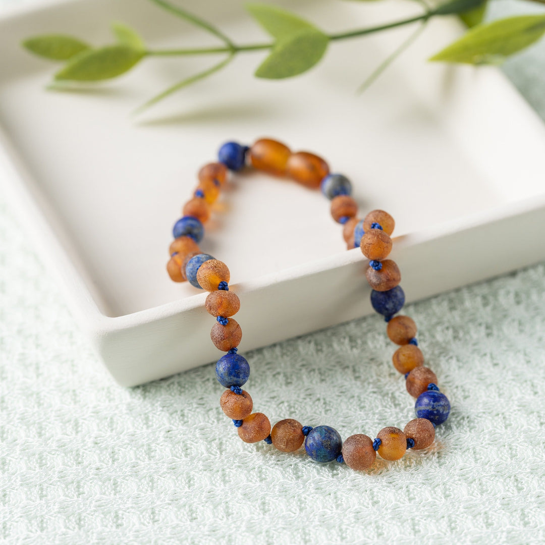 Pet | Lapis Lazuli + Raw Cognac Amber Collar - R.B. Amber Jewelry