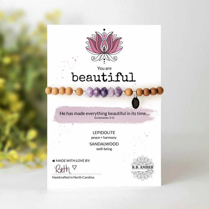 Lepidolite | "You are Beautiful" Gemstone Bracelet - R.B. Amber Jewelry