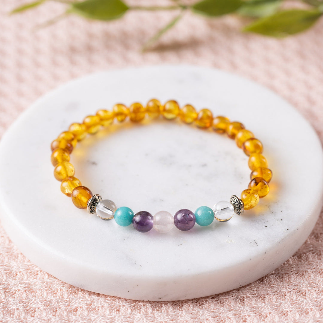 Adults | Mermaid Mix + Cognac Amber Bracelet - R.B. Amber Jewelry