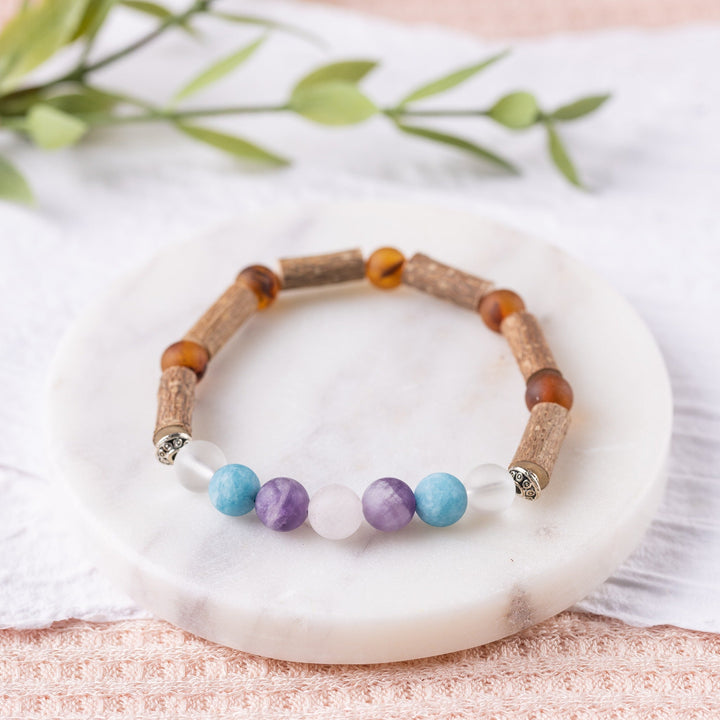 Adults | Mermaid Mix + Raw Cognac Amber Hazelwood Bracelet - R.B. Amber Jewelry