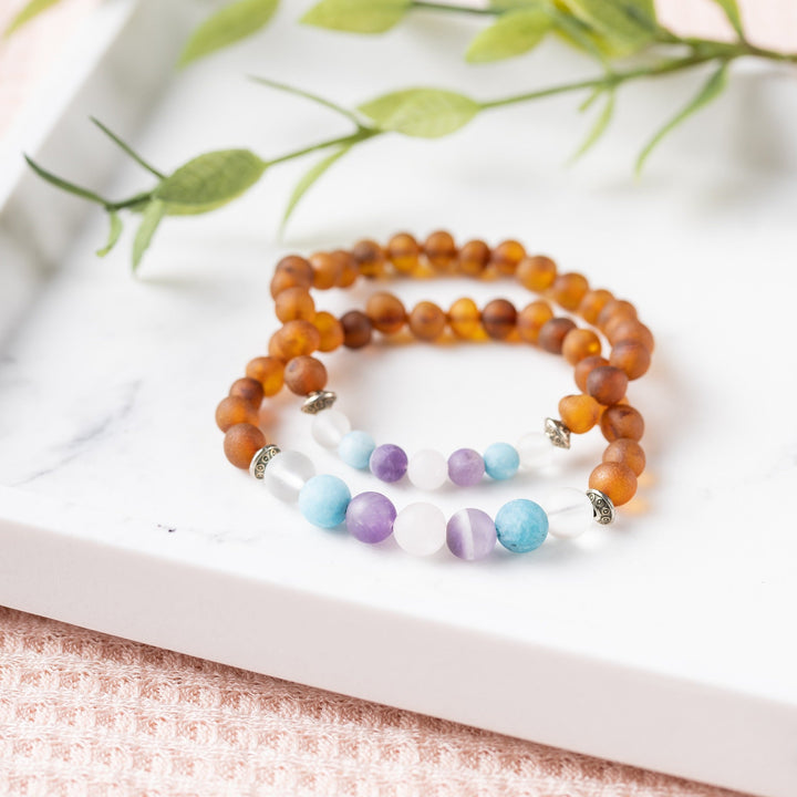 Adults | Mermaid Mix + Raw Cognac Amber Bracelet - R.B. Amber Jewelry