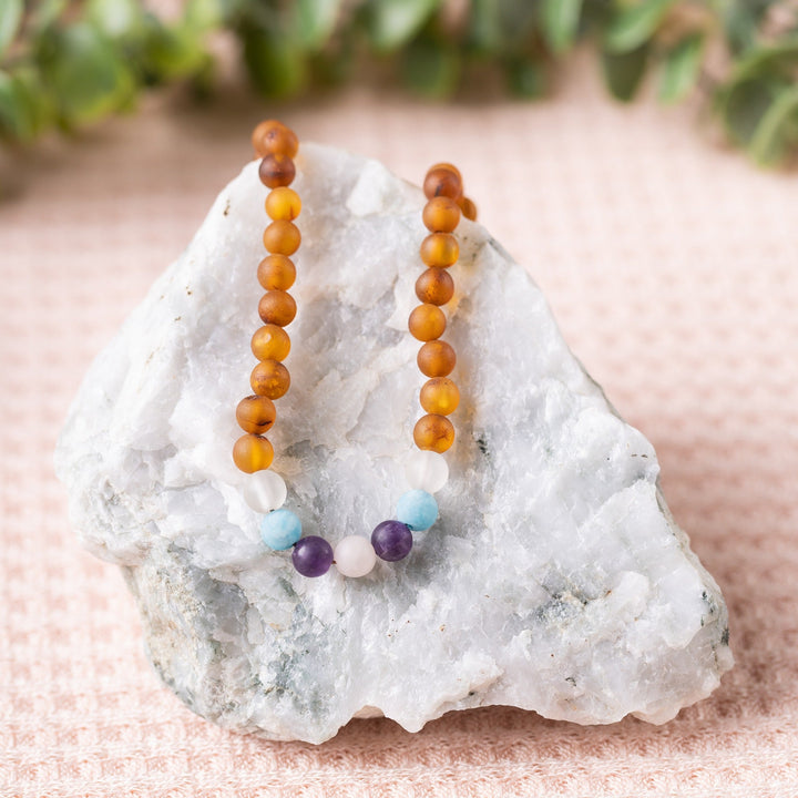 Adults | Mermaid Mix + Raw Cognac Amber Necklace - R.B. Amber Jewelry