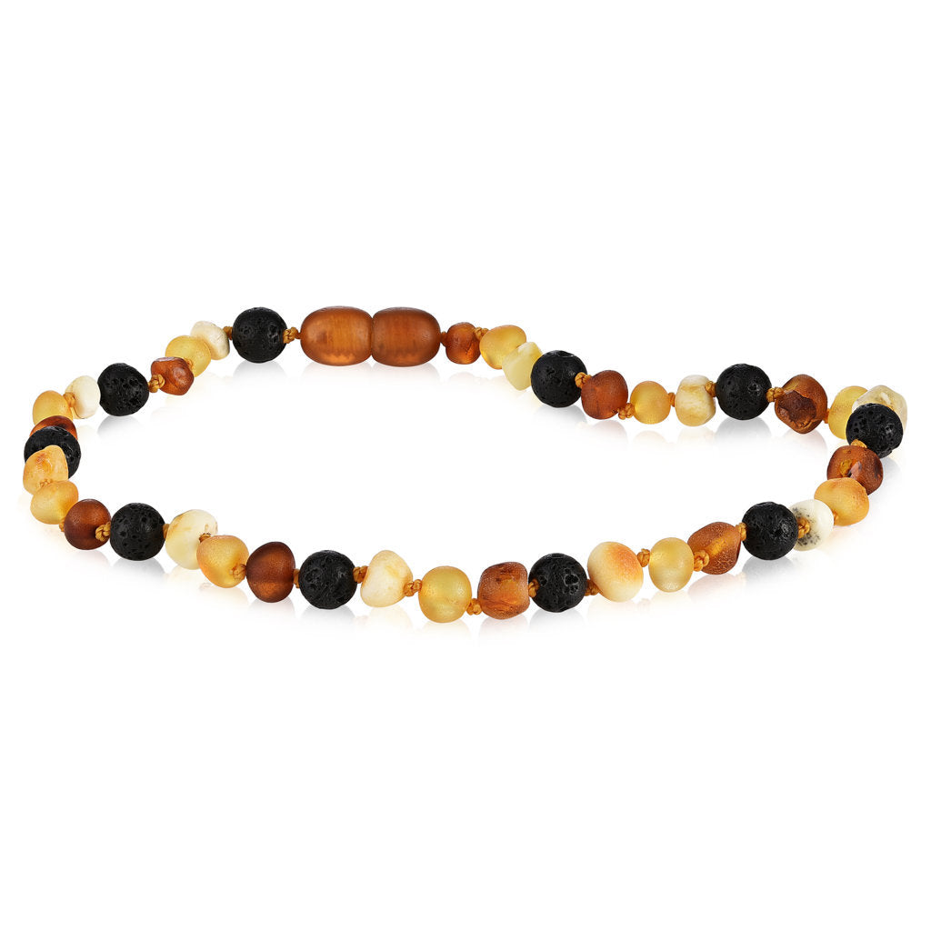 Children's Aromatherapy Necklaces | RETIRED Lava + Baltic Amber - R.B. Amber Jewelry