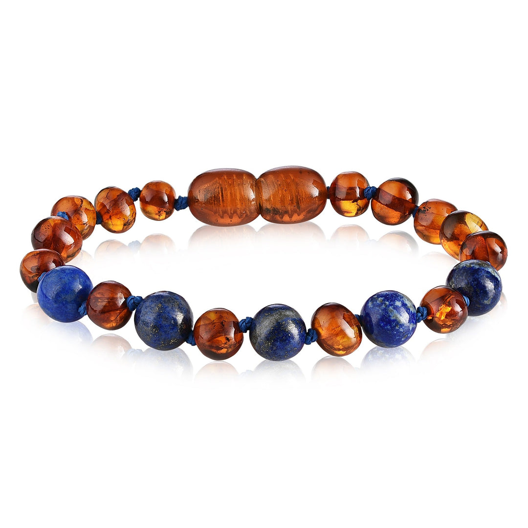 Kids | Lapis Lazuli + Cognac Amber Bracelet - R.B. Amber Jewelry