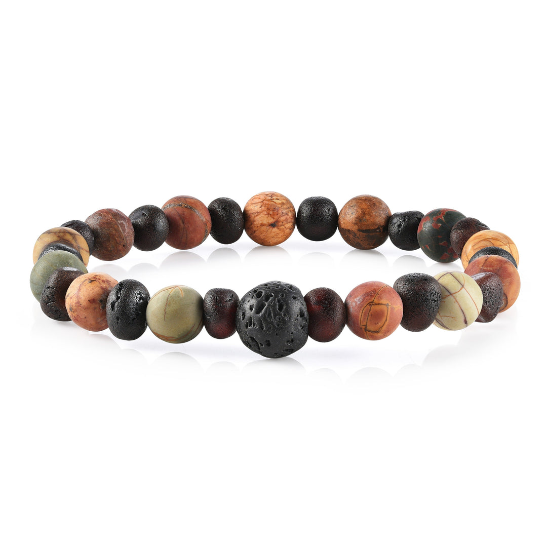 Adults | Picture Jasper + Raw Cherry Aromatherapy Bracelet - R.B. Amber Jewelry