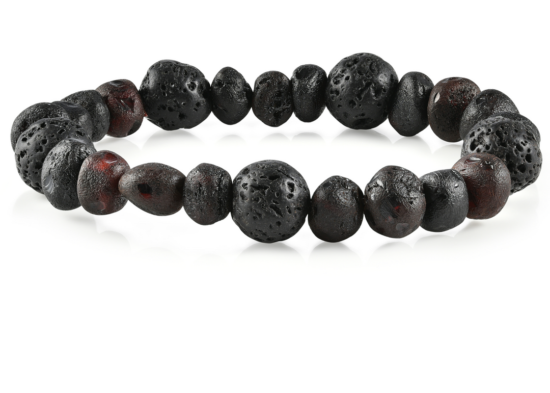Adult Aromatherapy Bracelets | RETIRED Lava + Baltic Amber - R.B. Amber Jewelry