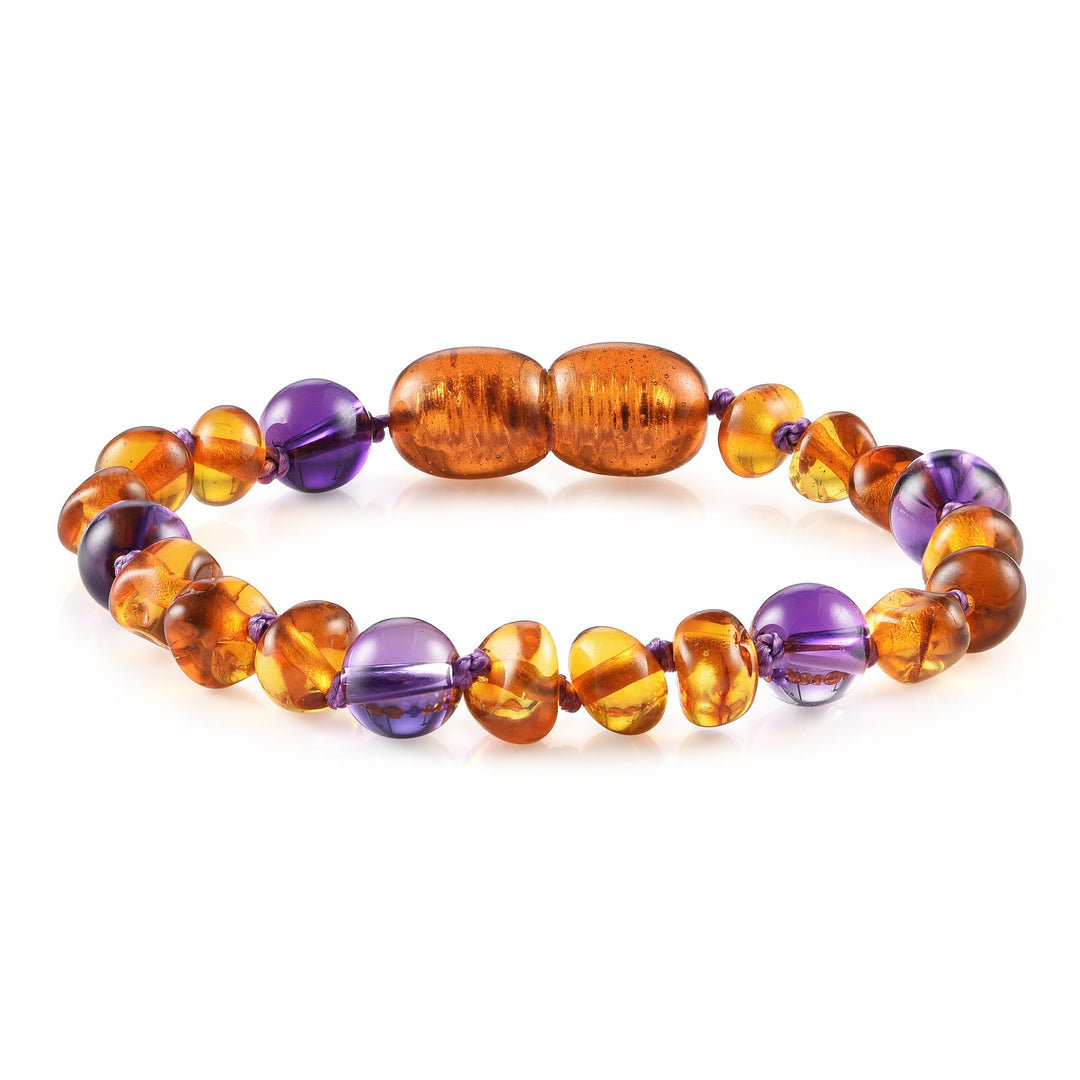 Kids | Amethyst + Cognac Amber Bracelet - R.B. Amber Jewelry
