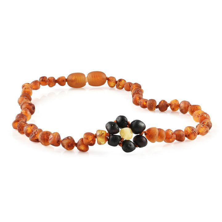 Kids | Raw Cognac Flower Baltic Amber Necklace - R.B. Amber Jewelry