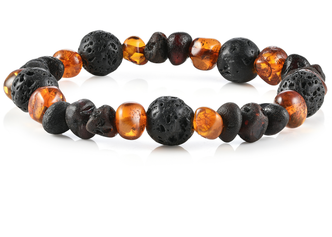 Adult Aromatherapy Bracelets | RETIRED Lava + Baltic Amber - R.B. Amber Jewelry