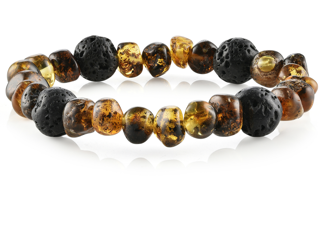 Adult Aromatherapy Bracelets | RETIRED Lava + Baltic Amber - R.B. Amber Jewelry
