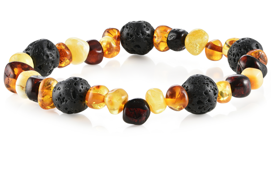 Adult Aromatherapy Bracelets | RETIRED Lava + Baltic Amber - R.B. Amber Jewelry