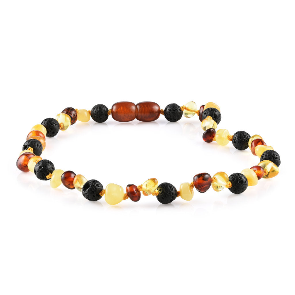 Children's Aromatherapy Necklaces | RETIRED Lava + Baltic Amber - R.B. Amber Jewelry