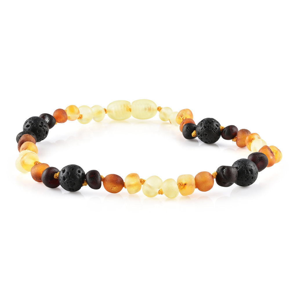 Children's Aromatherapy Necklaces | RETIRED Lava + Baltic Amber - R.B. Amber Jewelry