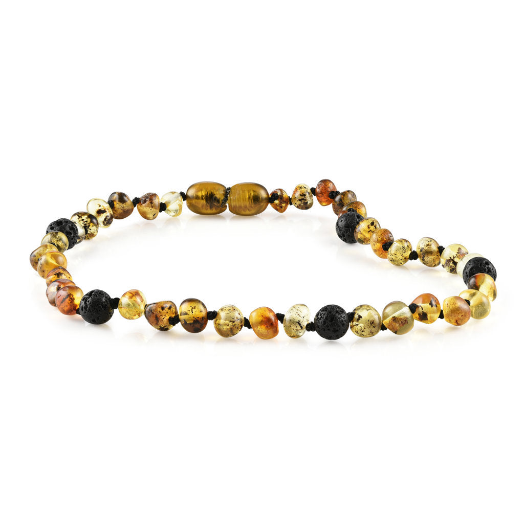 Children's Aromatherapy Necklaces | RETIRED Lava + Baltic Amber - R.B. Amber Jewelry