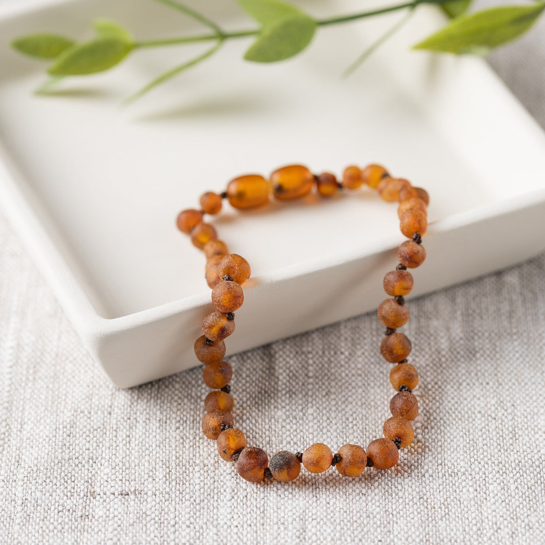 Adults | Raw Cognac Baltic Amber Anklet - R.B. Amber Jewelry