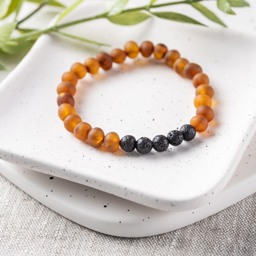Adults | Raw Cognac Baltic Amber Aromatherapy Bracelet - R.B. Amber Jewelry