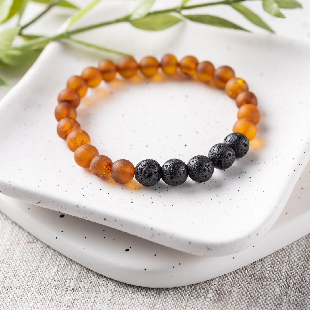 Adults | Raw Cognac Baltic Amber Aromatherapy Bracelet - R.B. Amber Jewelry