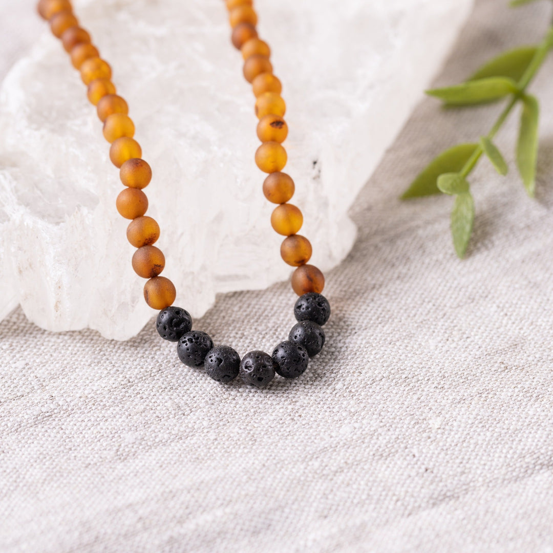 Adults | Raw Cognac Baltic Amber Aromatherapy Necklace - R.B. Amber Jewelry
