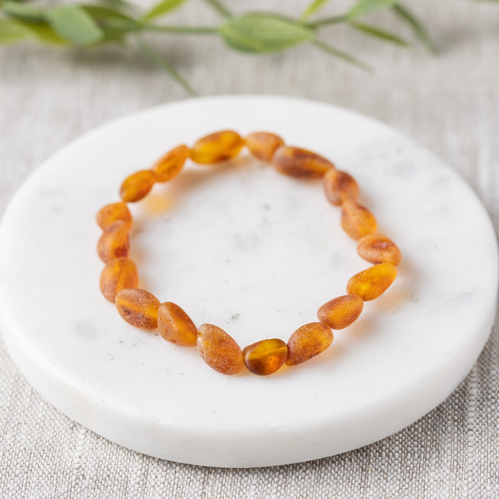 Adults | Raw Cognac Bean Baltic Amber Bracelet - R.B. Amber Jewelry