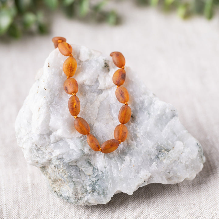 Adults | Raw Cognac Bean Baltic Amber Necklace - R.B. Amber Jewelry