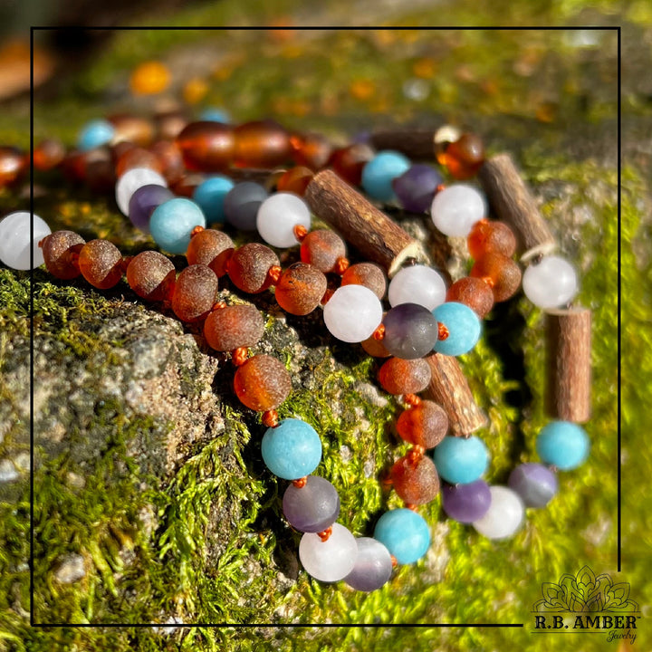 Kids | Mermaid Mix + Raw Cognac Baltic Amber Necklaces - R.B. Amber Jewelry