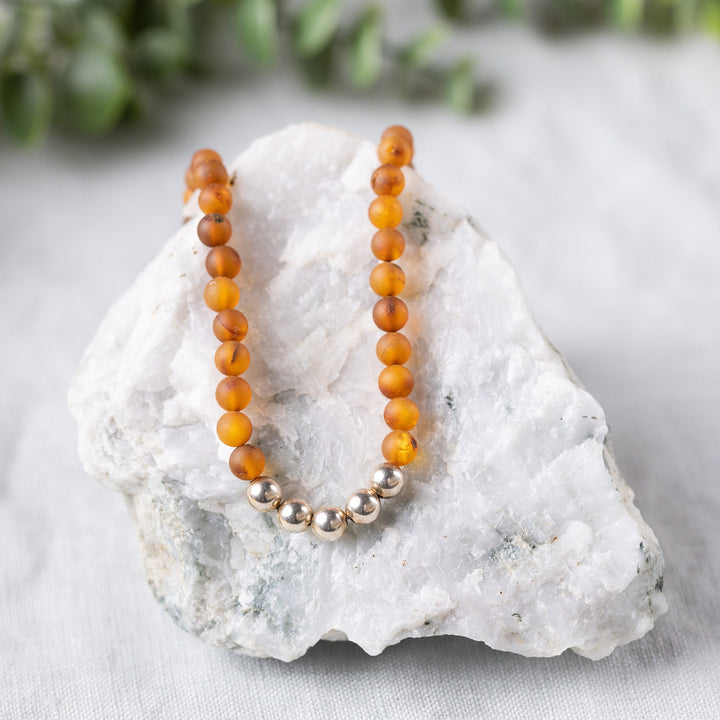 Adults | Sterling Silver + Raw Cognac Amber Necklace - R.B. Amber Jewelry