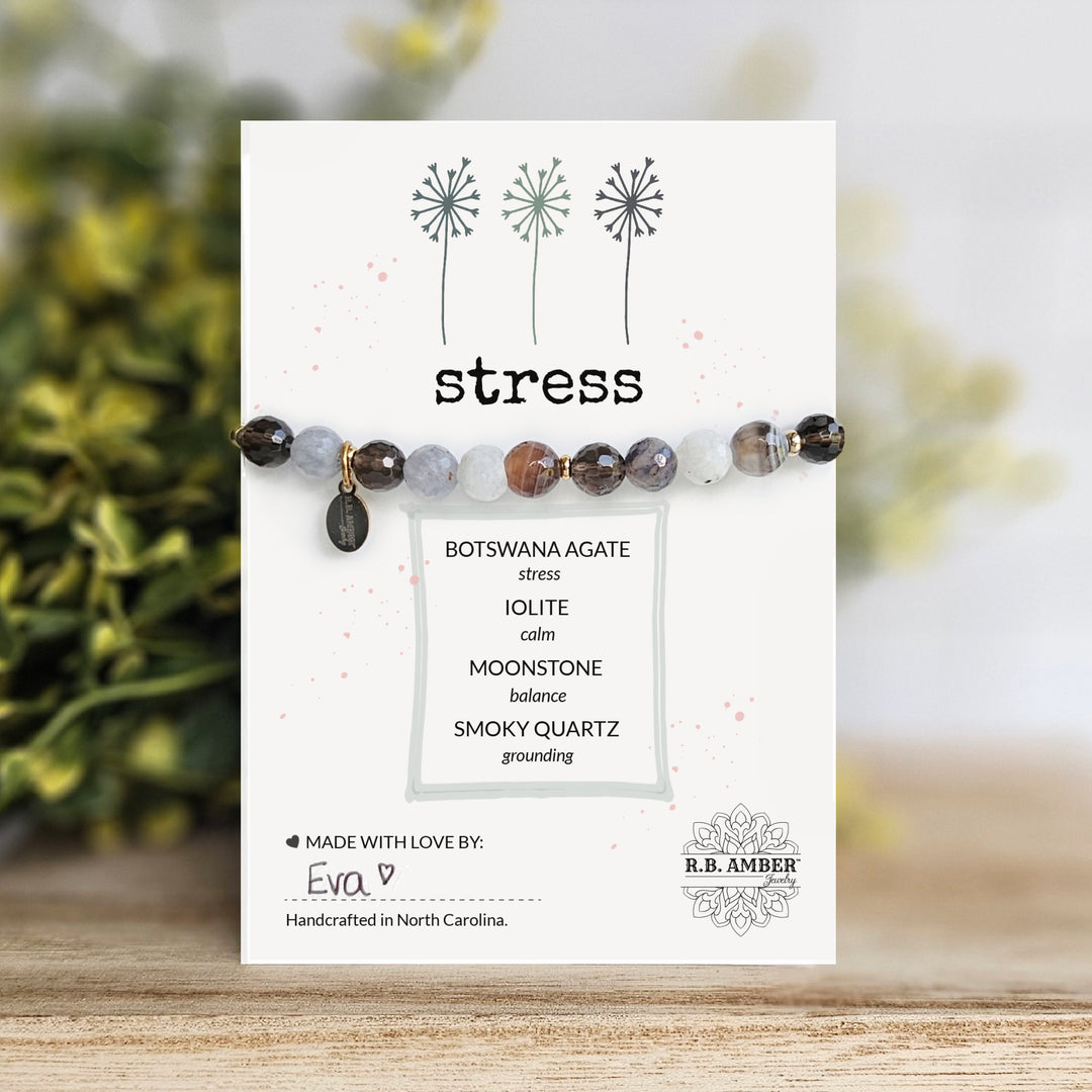 Stress Intention Faceted Gemstone Bracelet - R.B. Amber Jewelry