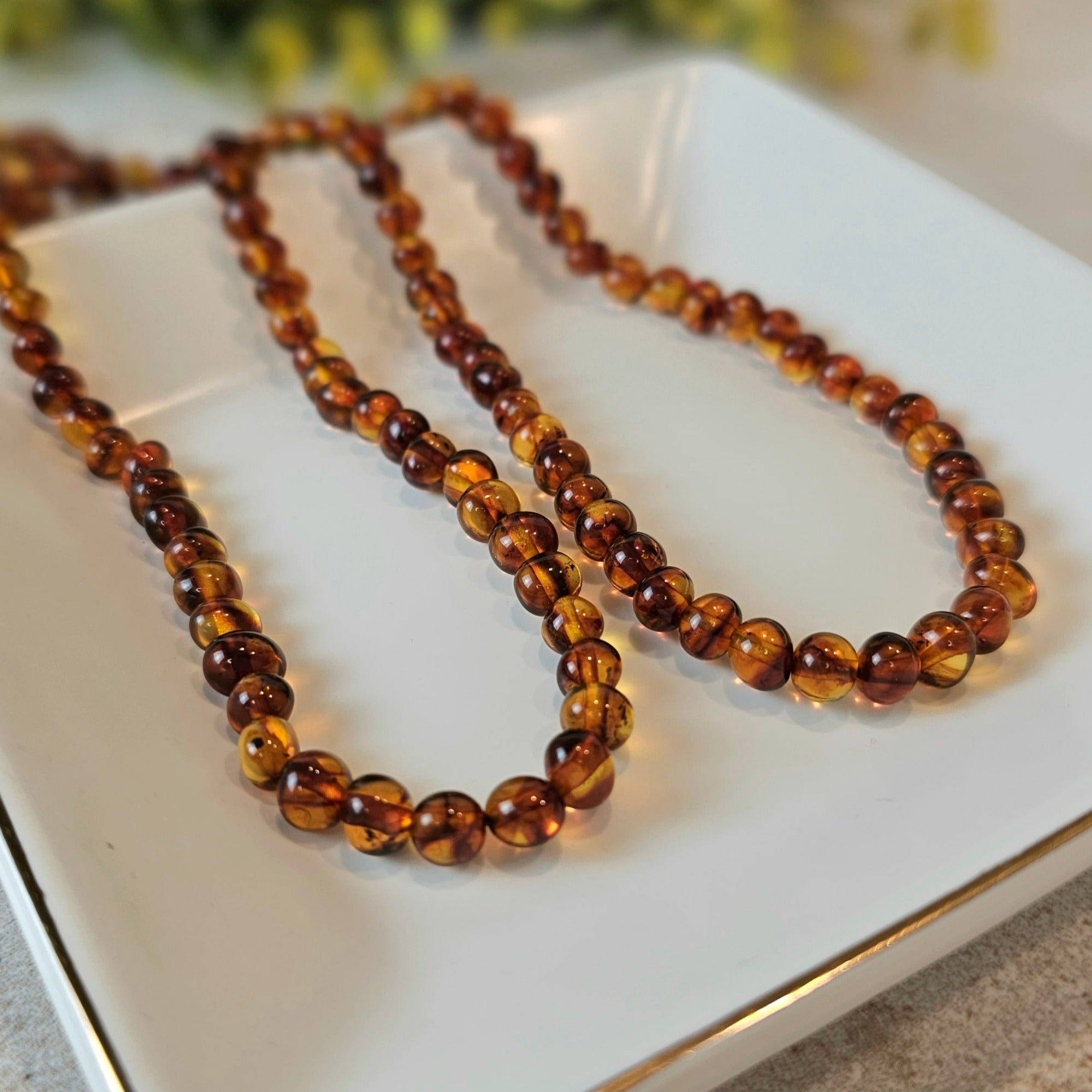 Large Amber Necklace Made of Large Free Form Shape Baltic Amber.