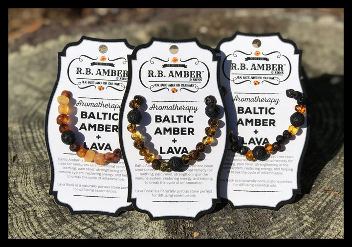 Adult Aromatherapy Bracelets | RETIRED Lava + Baltic Amber