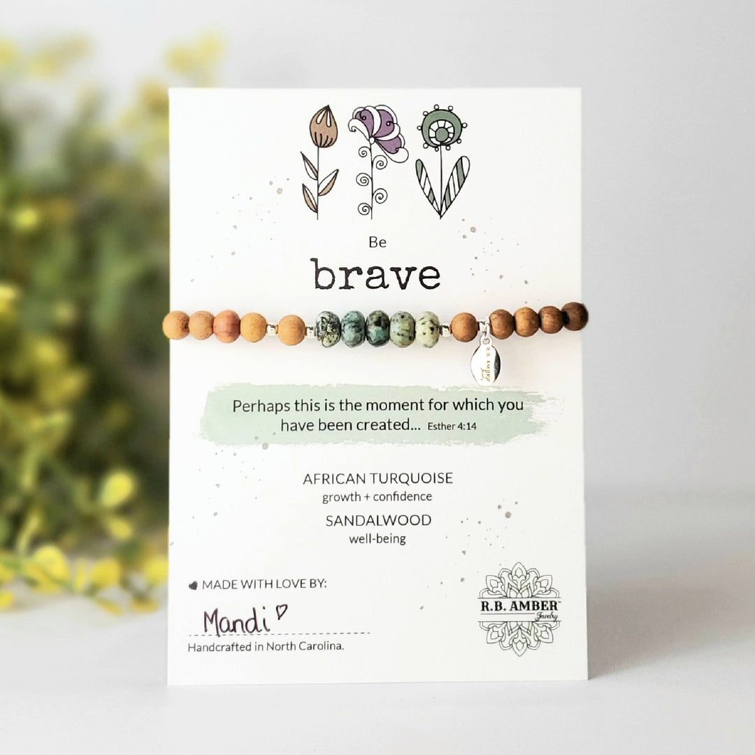 African Turquoise | "Be Brave" Gemstone Bracelet