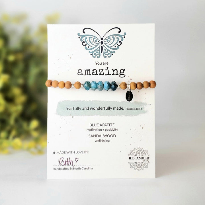 Blue Apatite | "You are Amazing" Gemstone Bracelet - R.B. Amber Jewelry