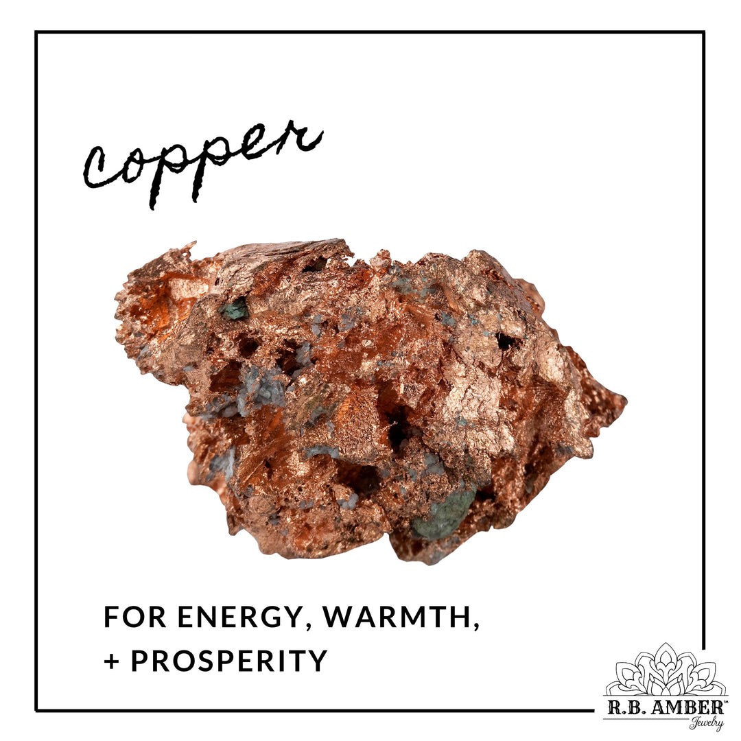 Adults | Pure Copper + Raw Cognac Amber Bracelet