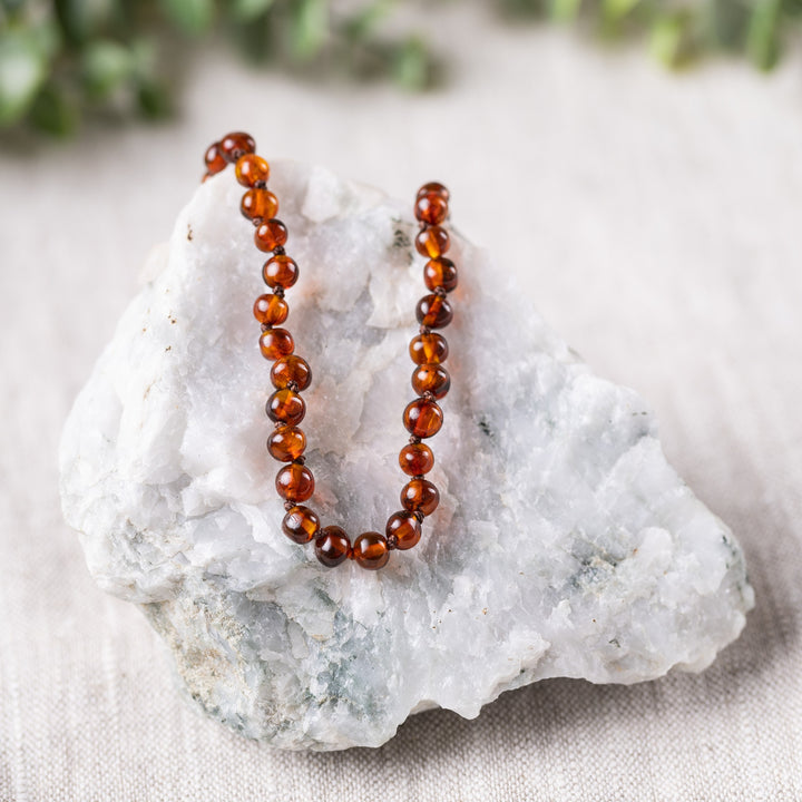 Kids | Dark Cognac Baltic Amber Necklace - R.B. Amber Jewelry