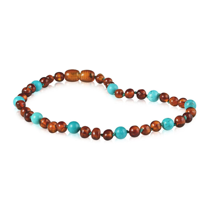 Kids | Turquoise + Cognac Amber Necklace