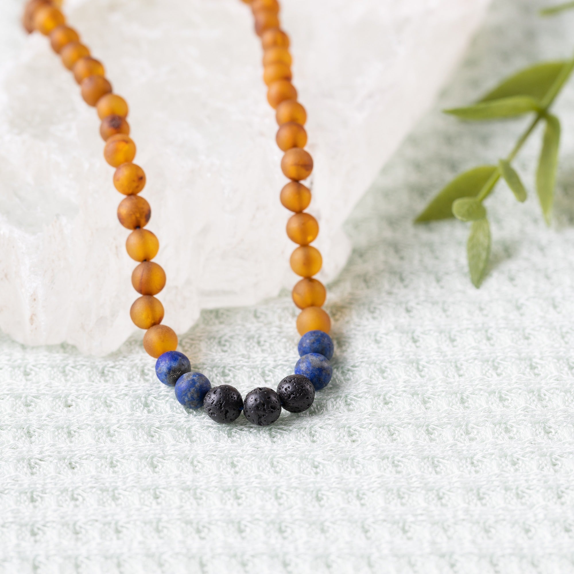 Adults Lapis Lazuli Raw Cognac Aromatherapy Necklace