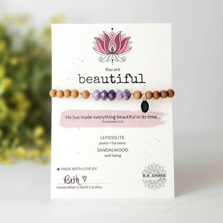 Lepidolite | "You are Beautiful" Gemstone Bracelet - R.B. Amber Jewelry