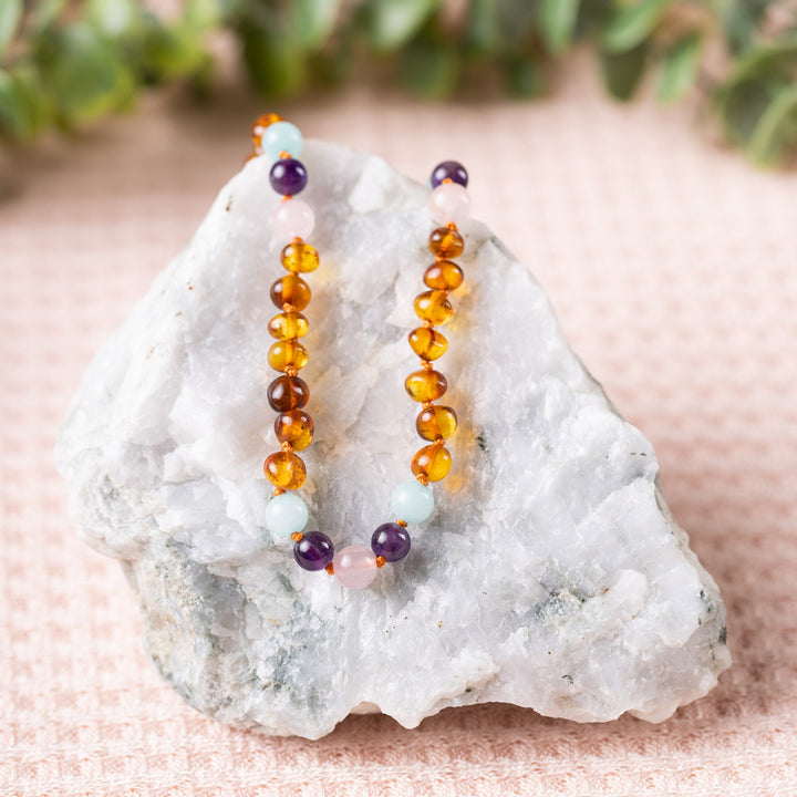 "Grow With Me" Baltic Amber + Gemstone Necklace Sets