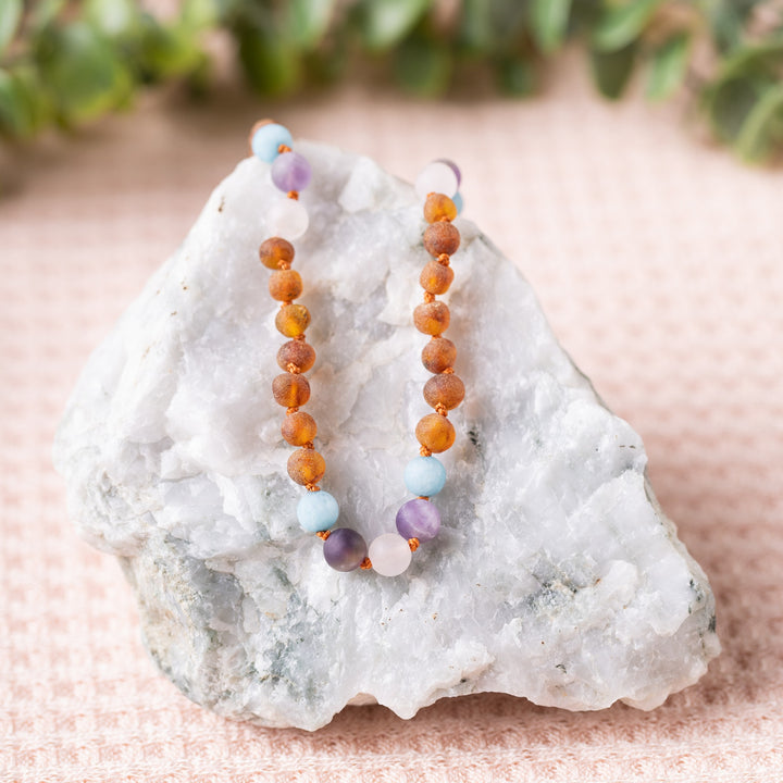 "Grow With Me" Baltic Amber + Gemstone Necklace Sets