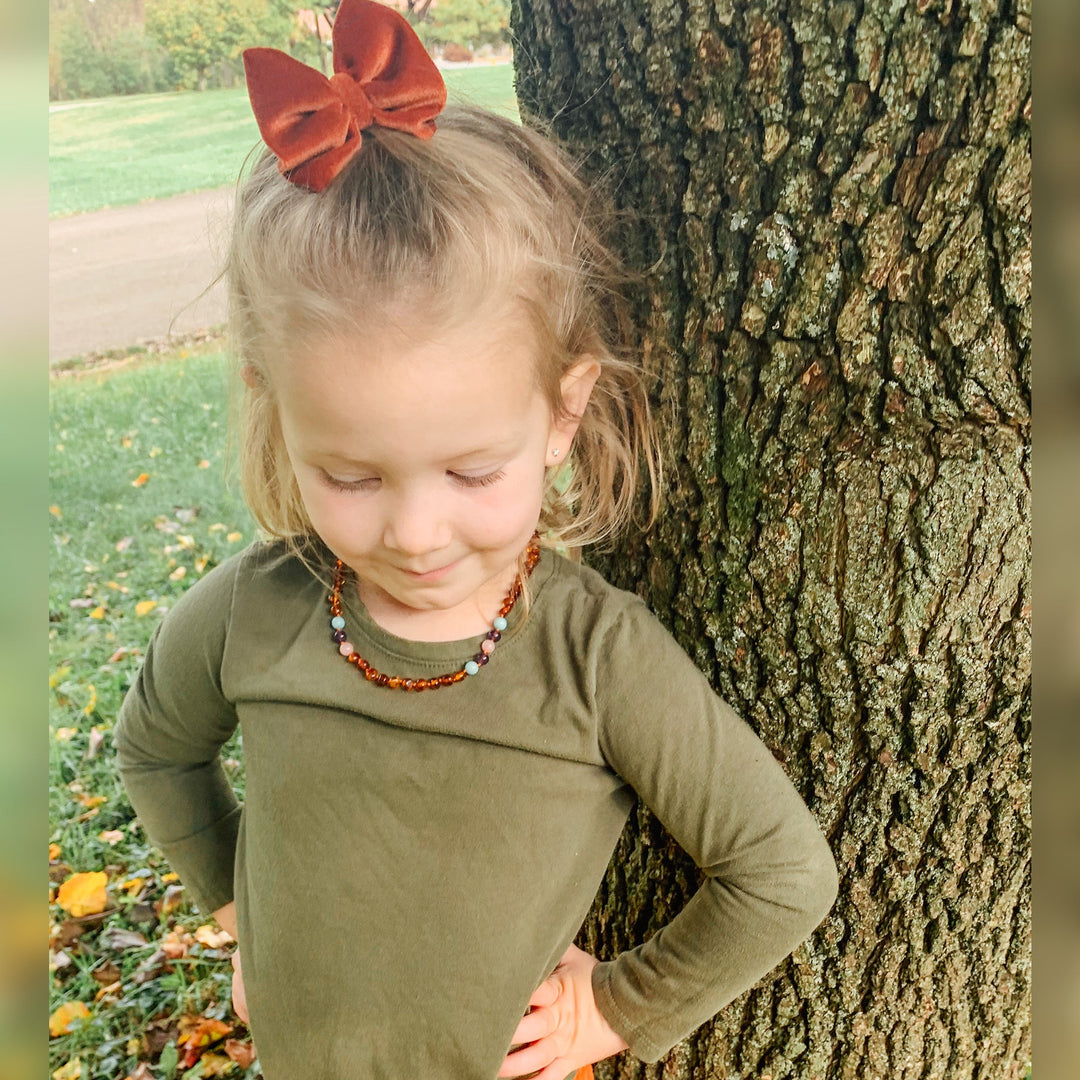 Kids | Mermaid Mix + Cognac Baltic Amber Necklace - R.B. Amber Jewelry