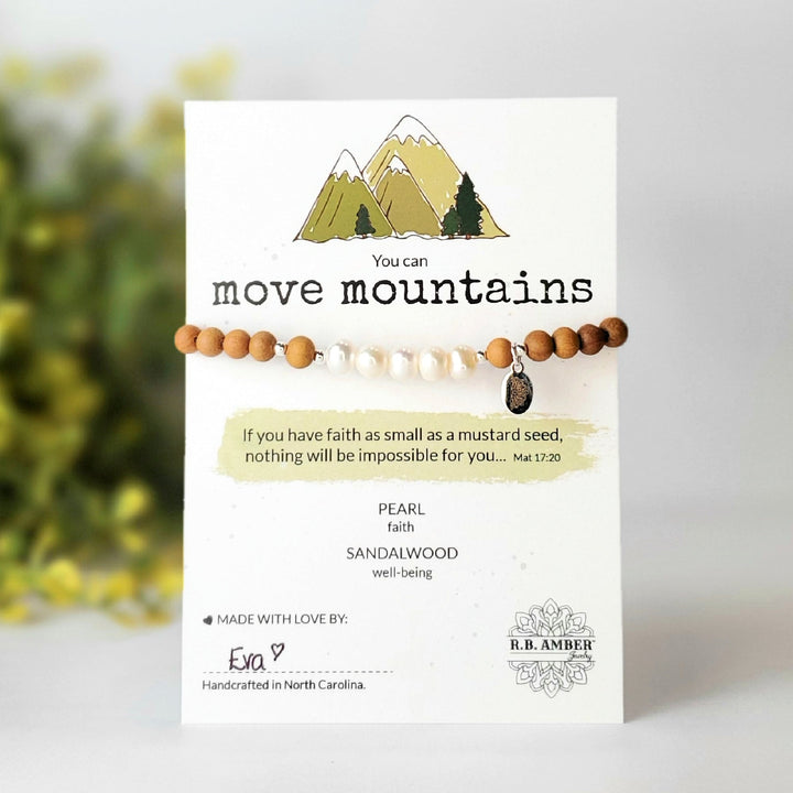 Freshwater Pearl | "You Can Move Mountains" Gemstone Bracelet - R.B. Amber Jewelry