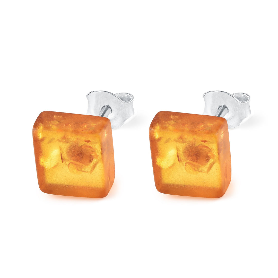 Baltic Amber Square Stud Earrings