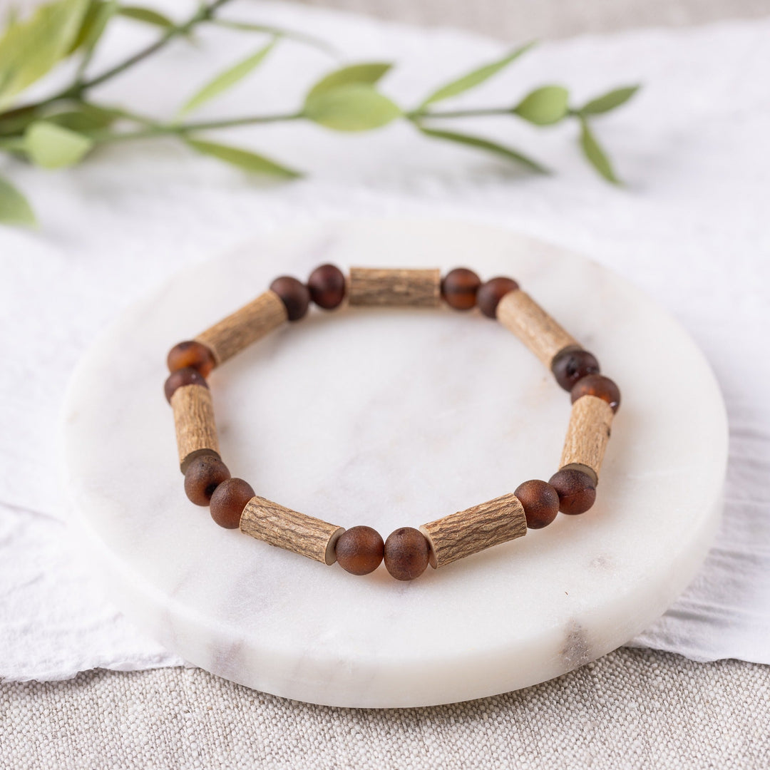 Adults | Raw Cherry Amber + Hazelwood Bracelet - R.B. Amber Jewelry